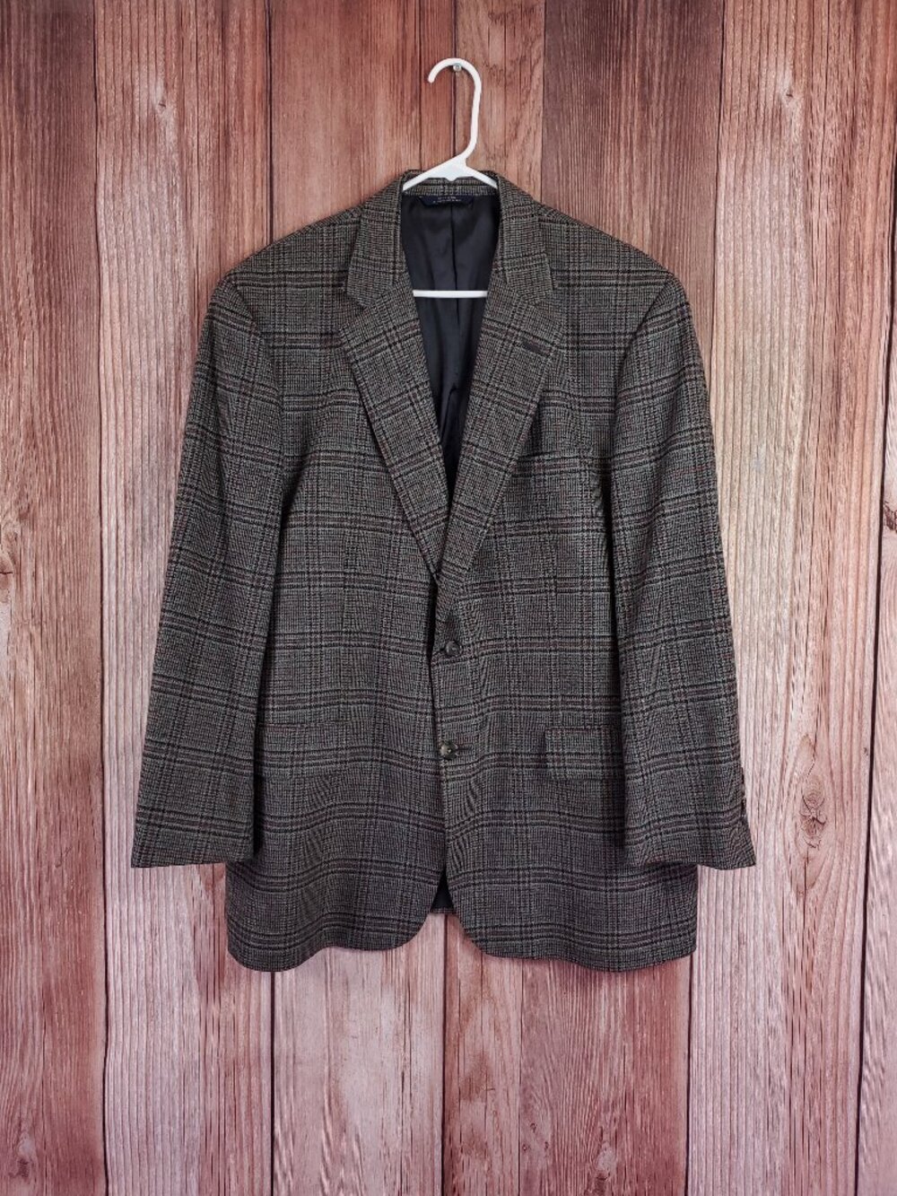Brooks Brothers Blazer Sport Coat Mens 44R Prince of Wales Glen Plaid Wool USA
